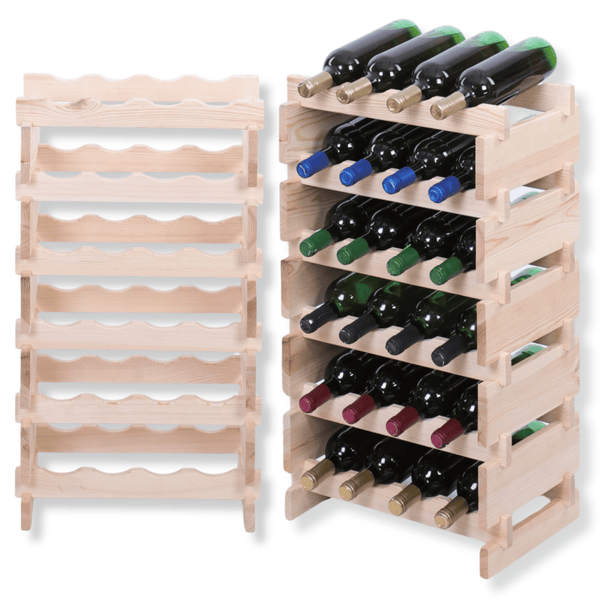 Weinregal VINOTECA FLEX PRO HxBxT 79x46x28cm 24 Flaschen auf 6 Ebenen Massives Kiefernholz Natur unbehandelt