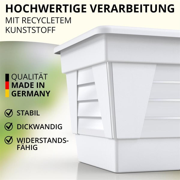 Plastard Blumenkasten 3er Set Weiß 60x21x17 cm Pflanzkasten Balkonkasten Pflanzkübel