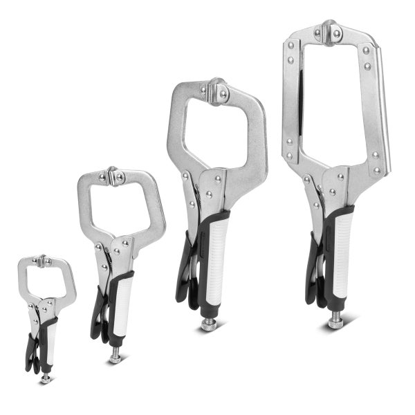 STAHLWERK Gripzangen Set 4-teilig C-Form 6 bis 14 Zoll inklusive Transportkoffer