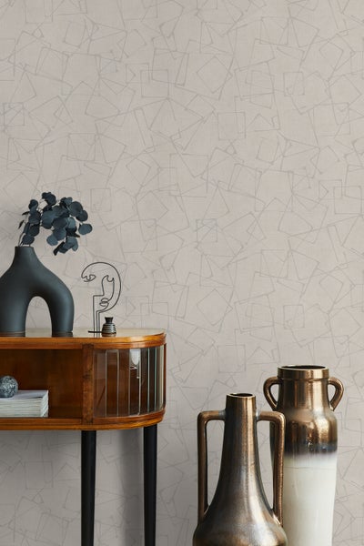 Tapete Beige Grafisch Modern für Wohnzimmer Schlafzimmer Küche MADE IN GERMANY 10,05 x 0,53m