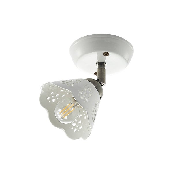 Lindby Strahler Efgenia (Landhaus, Vintage Rustikal) in Weiß aus Keramik (1 flammig E14) - Deckenlampe Deckenleuchte Lampe Spot Wohnzimmerleuchte