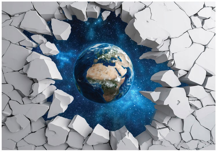 Erde durch eine zerbrochene Wand