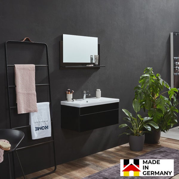 Home Deluxe - Badmöbel-Set - WANGEROOGE BIG Schwarz - Medium - inkl. Waschbecken und komplettem Zubehör - Breite Waschbecken: ca. 80 cm I Badezimmermöbel Waschtisch Badmöbelset