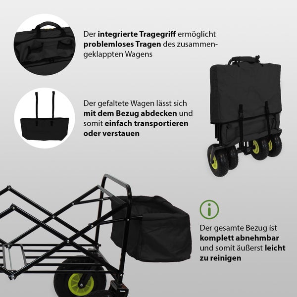 Bollerwagen mit Tragegriff, Abdeckung und abnehmbarem Bezug