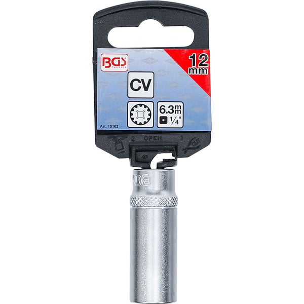 BGS Steckschlüssel-Einsatz Gear Lock tief Antrieb Innenvierkant 6,3 mm (1/4) SW 12 mm - 10162
