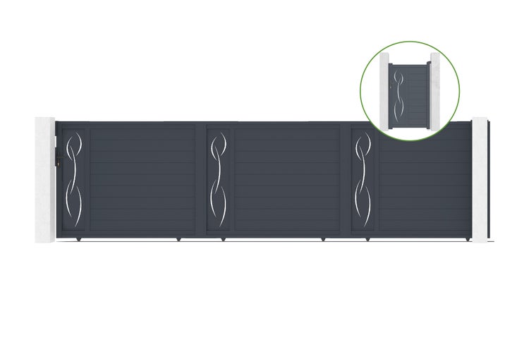 Schiebetor 6m LIFE H.160cm Aluminium + LIFE Tor H160 GRAU