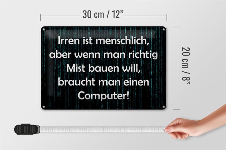 Blechschild Spruch 30x20cm Irren menschlich aber wenn Mist