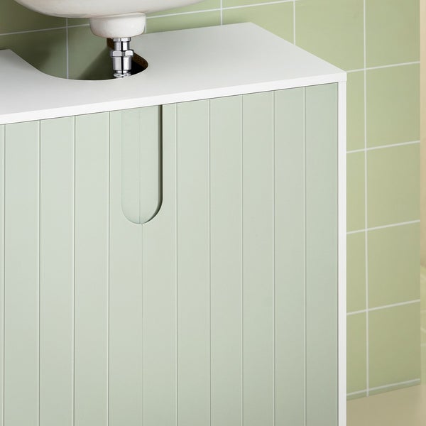 Detailansicht eines Waschtischunterschranks im Badezimmer