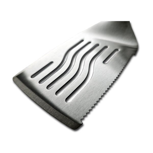 Grillwender aus Metall mit gezackter Kante