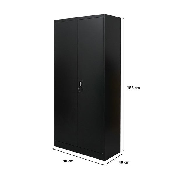 PROREGAL Flügeltürenschrank ELEPHANT HxBxT 185 x 90 x 40 cm 4 Fachböden Schwarz