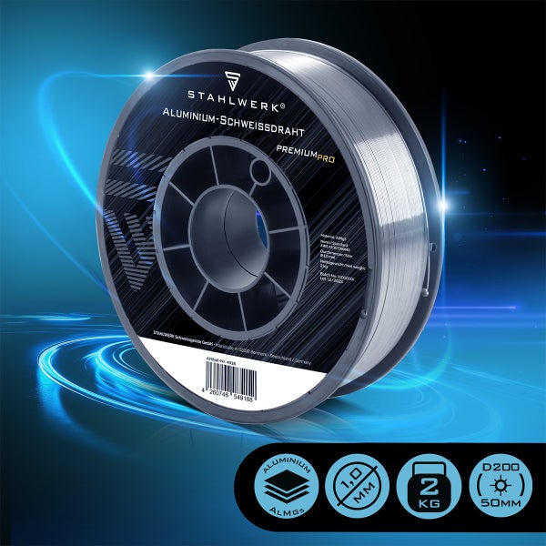 STAHLWERK Aluminium Schweißdraht Premium Pro, 1,0 Millimeter Durchmesser, 2 Kilogramm