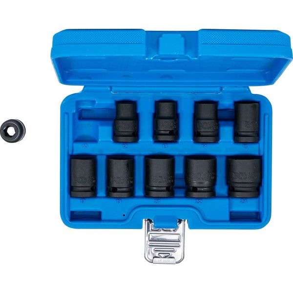 Steckschlüssel-Satz mit verschiedenen Größen in blauer Aufbewahrungsbox