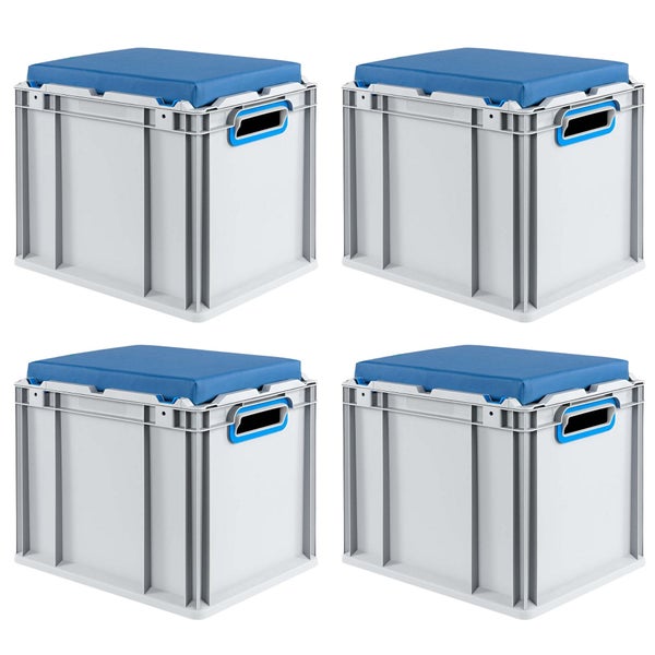 PROREGAL Eurobox NextGen Seat Box Blau HxBxT 36,5 x 30 x 40 cm 30 Liter Griffe Offen Eurobehälter Sitzbox Transportbox Transportbehälter Stapelbehälter