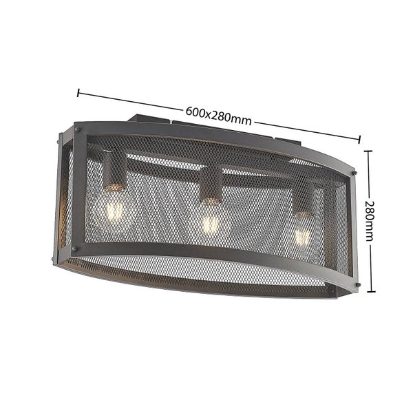Lindby Deckenlampe Mizgin (Landhaus, Vintage Rustikal) in Schwarz aus Metall (3 flammig E27) - Deckenleuchte Lampe Wohnzimmerleuchte