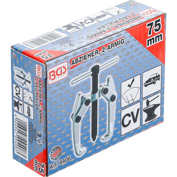 Verpackung eines BGS technic 2-armigen Abziehers mit 75 Millimeter Spannweite
