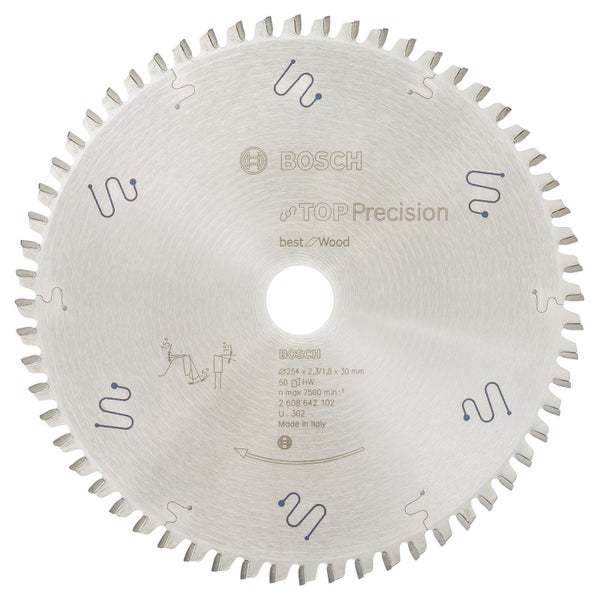 Bosch Kreissägeblatt Top Precision Best for Wood, 254 x 30 x 2,3 mm, 60 - 2608642102