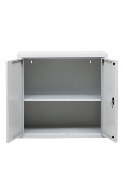 PROREGAL Flügeltürenschrank Badger 1 Fachboden Eurolock Griff Sockel HxBxT 75 x 80 x 38 cm Grau Lackiert