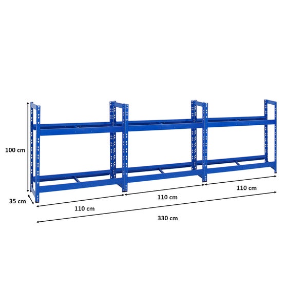 PROREGAL Mega Deal 3x Reifenregal Tiger HxBxT 100 x 110 x 35 cm Bis Zu 24 Reifen Blau