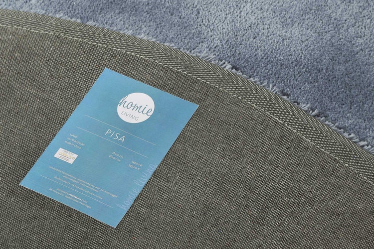 Teppich Rund Grau Blau Hochflor Pisa Homie Living 200 cm rund