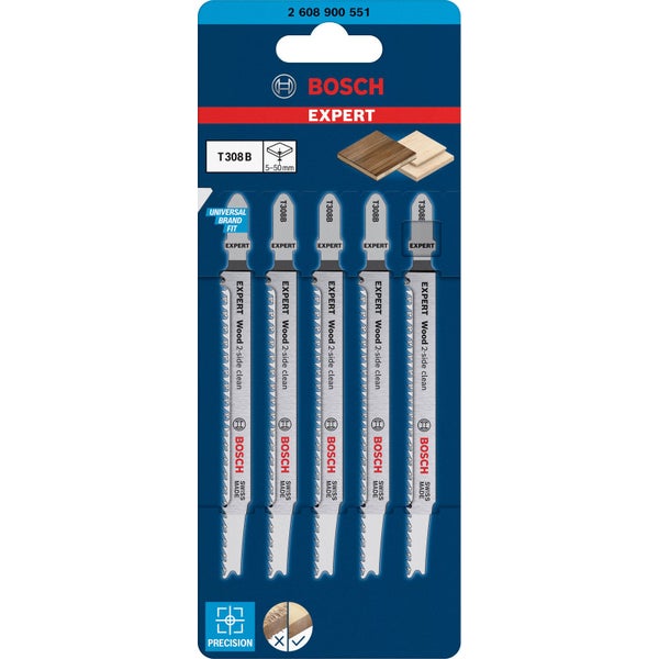 Bosch 5x Expert Wood 2-side clean T 308 B Stichsägeblatt - 2608900551
