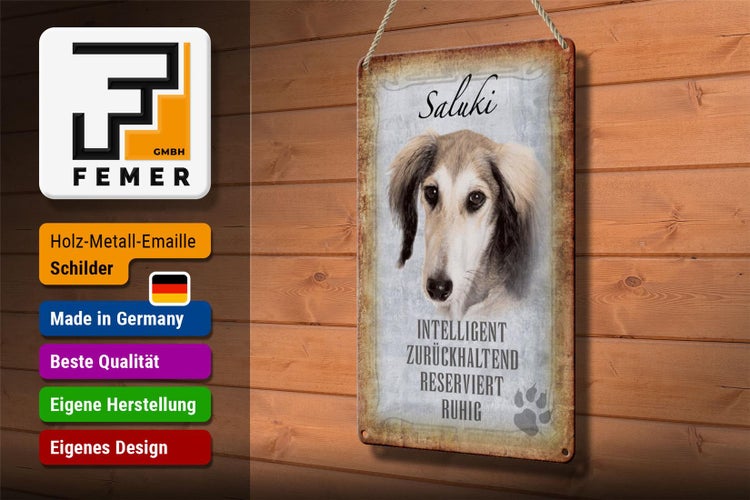 Blechschild Spruch 20x30cm Saluki Hund ruhig Schild