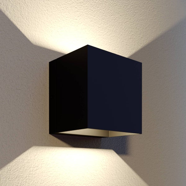 Lindby LED Wandleuchte außen Glyn (spritzwassergeschützt (Modern) in Schwarz aus Aluminium (2 flammig, ) - Außenwandleuchten Wandlampe Led Außenlampe Outdoor für Außenwand/Hauswand