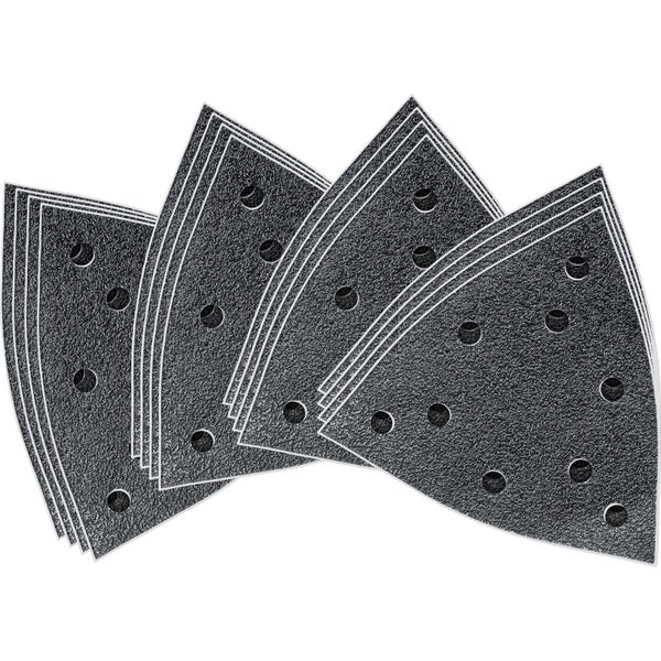 Mehrere dreieckige Schleifpapierblätter mit Löchern