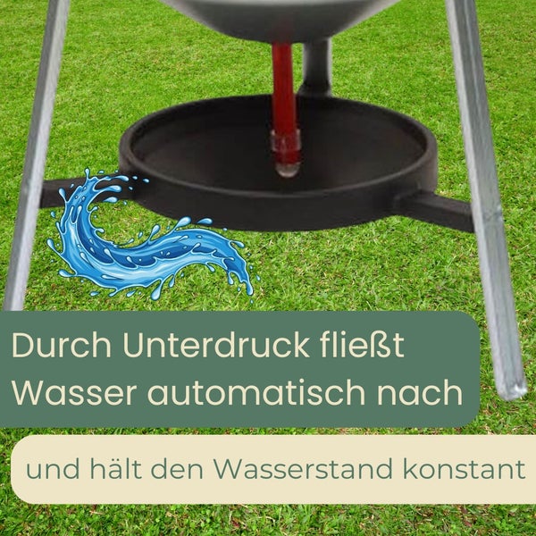 Automatische Wassernachfuhr durch Unterdruck für konstanten Wasserstand