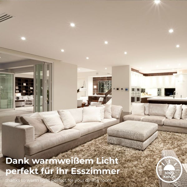 Einbaustrahler 68mm 10er Set - 230V, 4,8W, 400lm, LED, warmweiß, matt-nickel