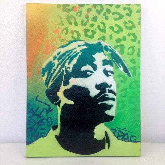 QBIX Tupac Shakur Schablone 2 Schichten A3 Größe Kunststoff - Höhe Tupac 31 cm