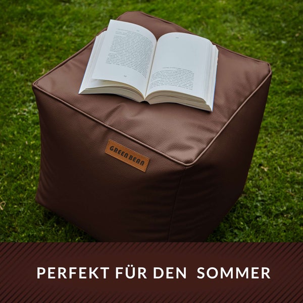 Green Bean Sitzhocker aus Kunstleder - Pouf mit EPS Perlen Füllung - 40 x 40 cm - perfekte Ergänzung zum Sitzsack - Sitzwürfel Sitzkissen Hocker Fußhocker - Dunkelbraun