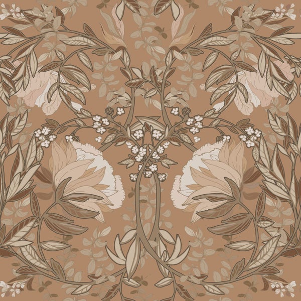 Blumentapete mit Blatt- und Blütenmuster