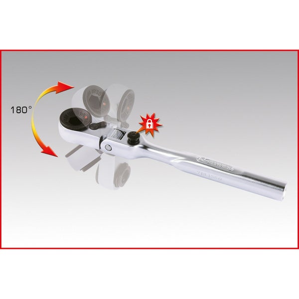 Ratsche mit Steckschlüssel, vor und nach der Montage dargestellt