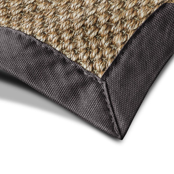 FLOORDIREKT Sisal-Teppich Tiger-Eye - aus 100% Sisal - mit Brodüre - Natur - Rand: Braun - 160 x 230 cm