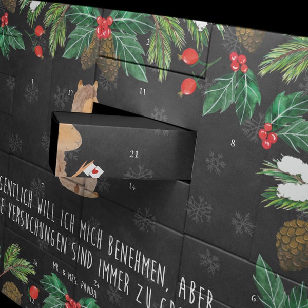 Mr. & Mrs. Panda Befüllbarer Adventskalender Alpaka Fahne - Schwarz