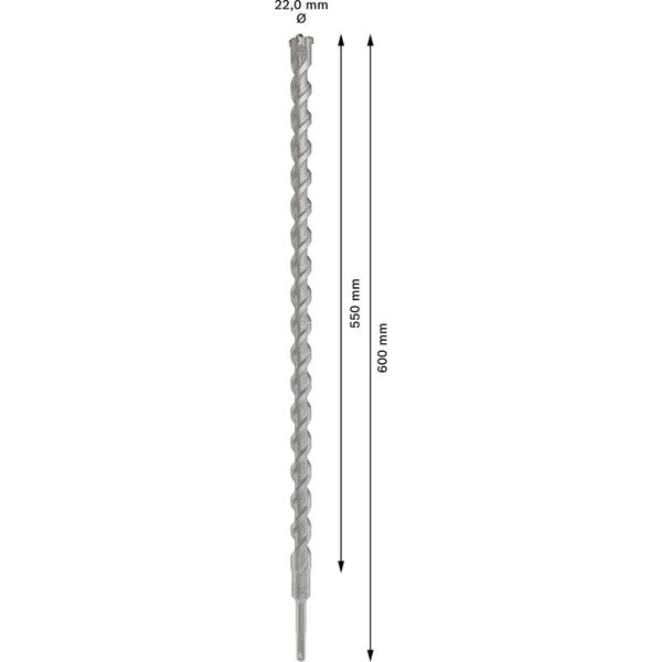 Bohrer mit einem Durchmesser von 22,0 mm und einer Länge von 600 mm