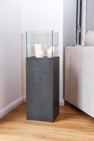 VIVANNO Windlicht CANDELA 80x25x25 cm Fiberzement Anthrazit matt
