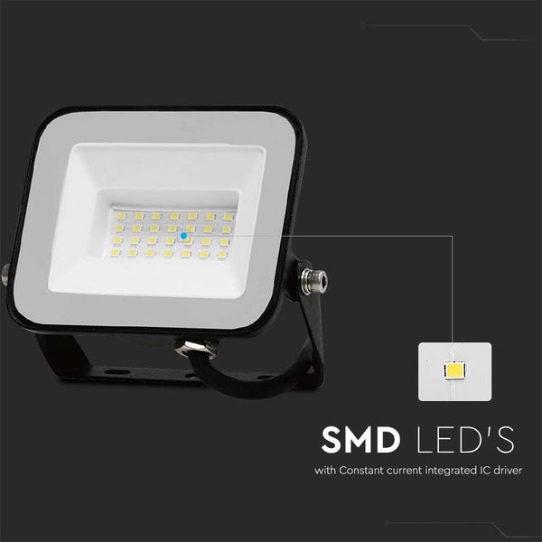 V-TAC VT-44030-B - Schwarze LED-Flutlichter - Samsung - IP65 - 30W - 2505 Lumen - 6500K - 5 Jahre