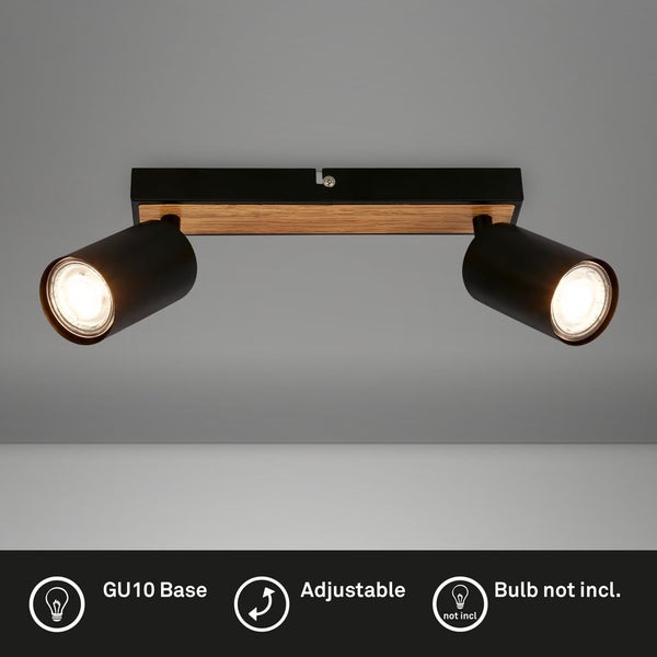 Deckenstrahler Deckenleuchte Deckenlampe Schlafzimmer Schwenkbar 2-flammig Holz