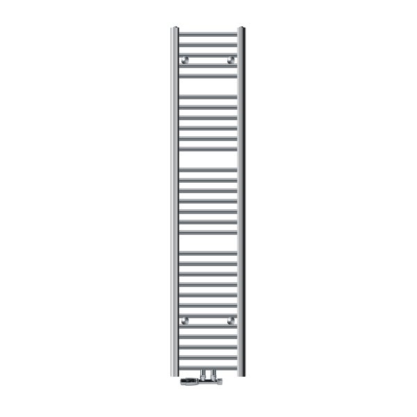 ECD Germany Badheizkörper Mittelanschluss 300 x 1800 mm Chrom gerade mit Thermostat und Anschlussgarnitur Eck Wand Chrom - Heizkörper Heizung Handtuchwärmer Handtuchtrockner Handtuchheizkörper