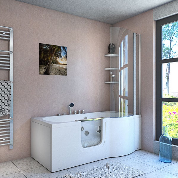 Seniorendusche und  Wanne mit Whirlpool S12D-TH-WP-L-EC 170x85cm