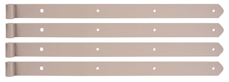 Set von vier Langbändern aus Metall für Tore und Türen mit vorgebohrten Löchern zur Befestigung