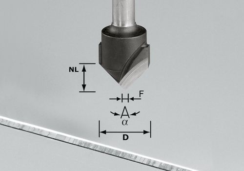 Festool V-Nutfräser HW Schaft 8 mm HW S8 D18-90° (Alu) - 491444