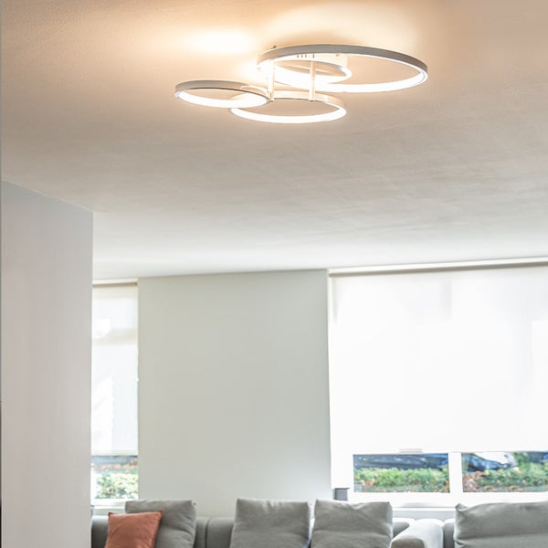 Moderne Deckenleuchte weiß inkl. LED und Dimmer Rondas