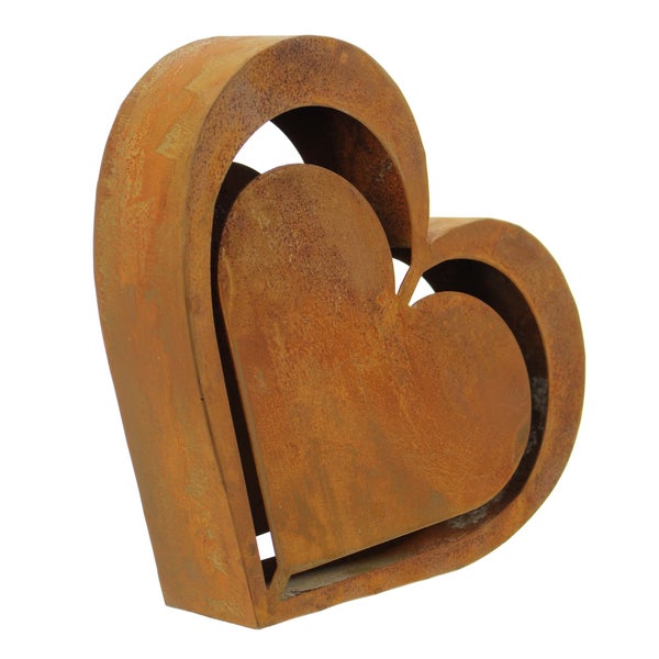 FRANK FLECHTWAREN | Herz Rostoptik, METALL, 23 x 21 x 5 cm