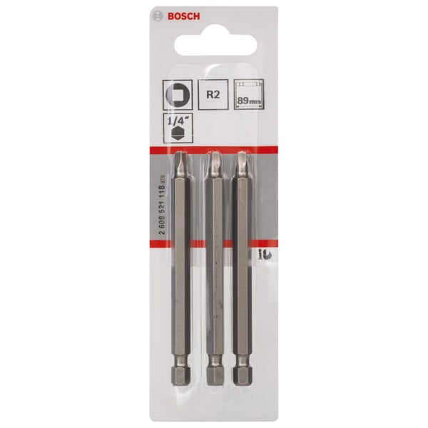 Bosch 3x Schrauberbit Extra-Hart, R2, 89 mm - 2608521118