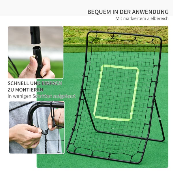 HOMCOM Kickback Rebounder, Rückprallwand Netz, 75x126cm, Stahl+PE, Schwarz