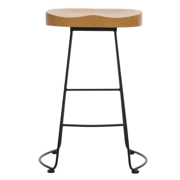 Barhocker mit Holzsitfläche und Metallgestell