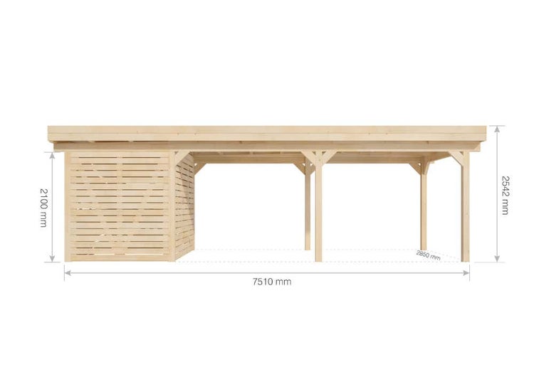 Alpholz Einzelcarport Freya Carport aus Holz, Unterstand inklusive Geräteraum, Überdachung mit Montagematerial, Naturbelassen