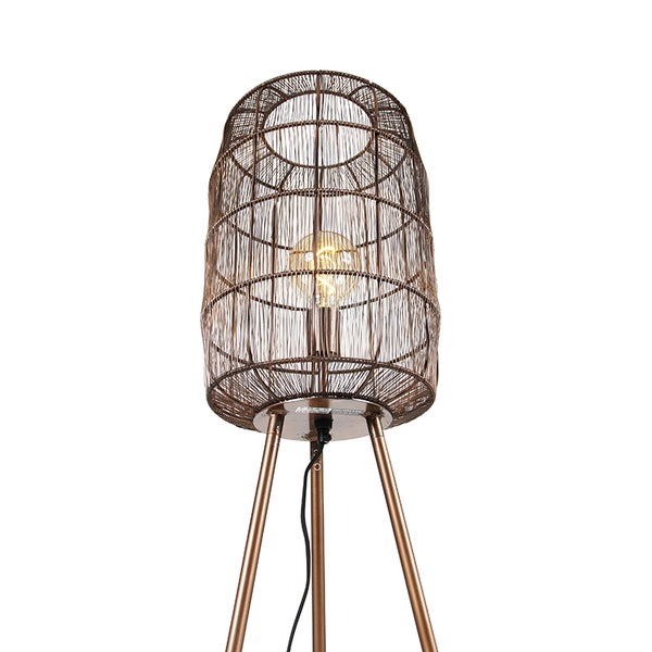 Stehlampe mit Drahtgeflecht und Stativbeinen